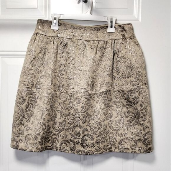 NWT Aqua Gold Lamée Twee Weddingguest Event Prom Tapestry Mini Skirt S - Picture 2 of 7